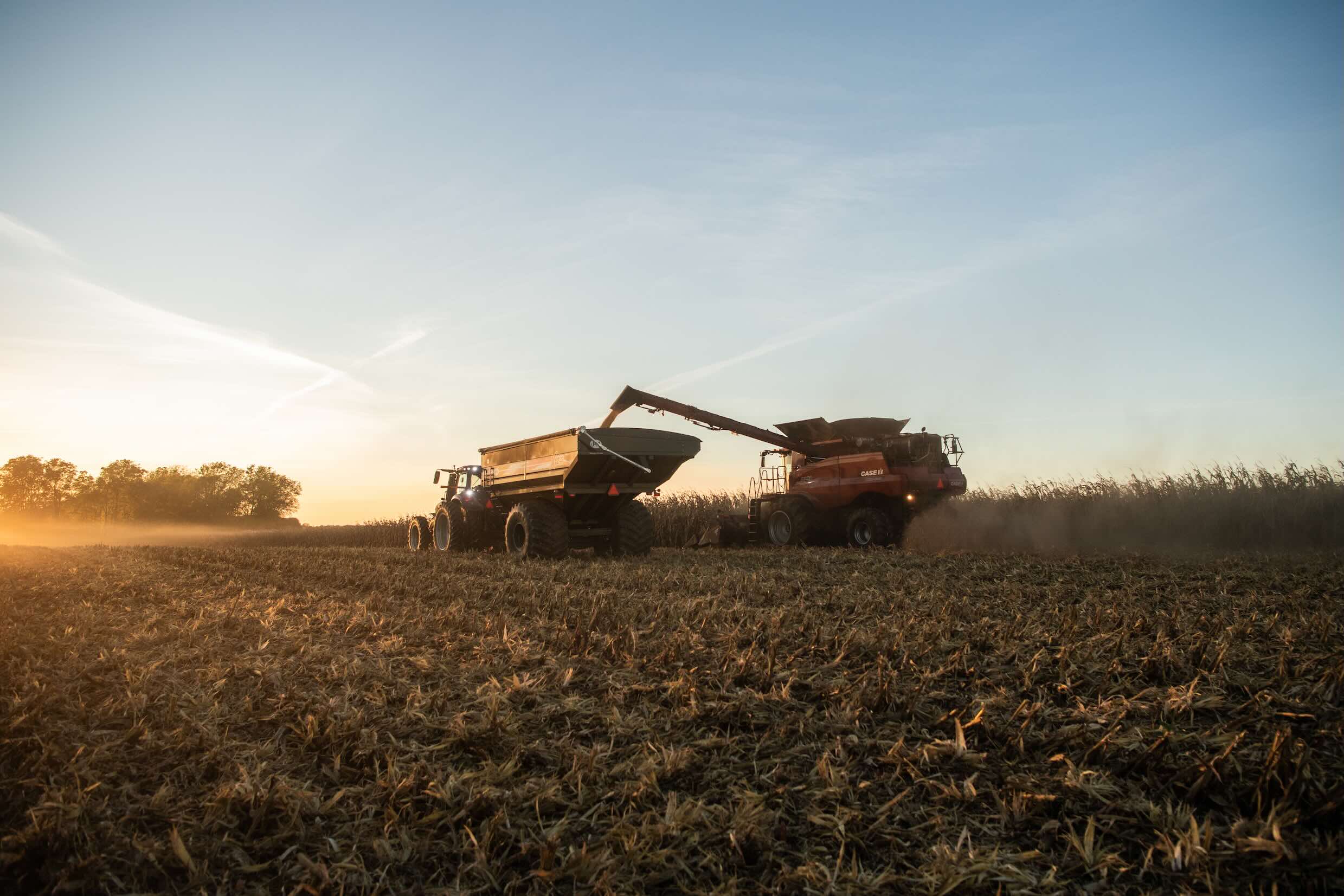 Field with large farm equipment