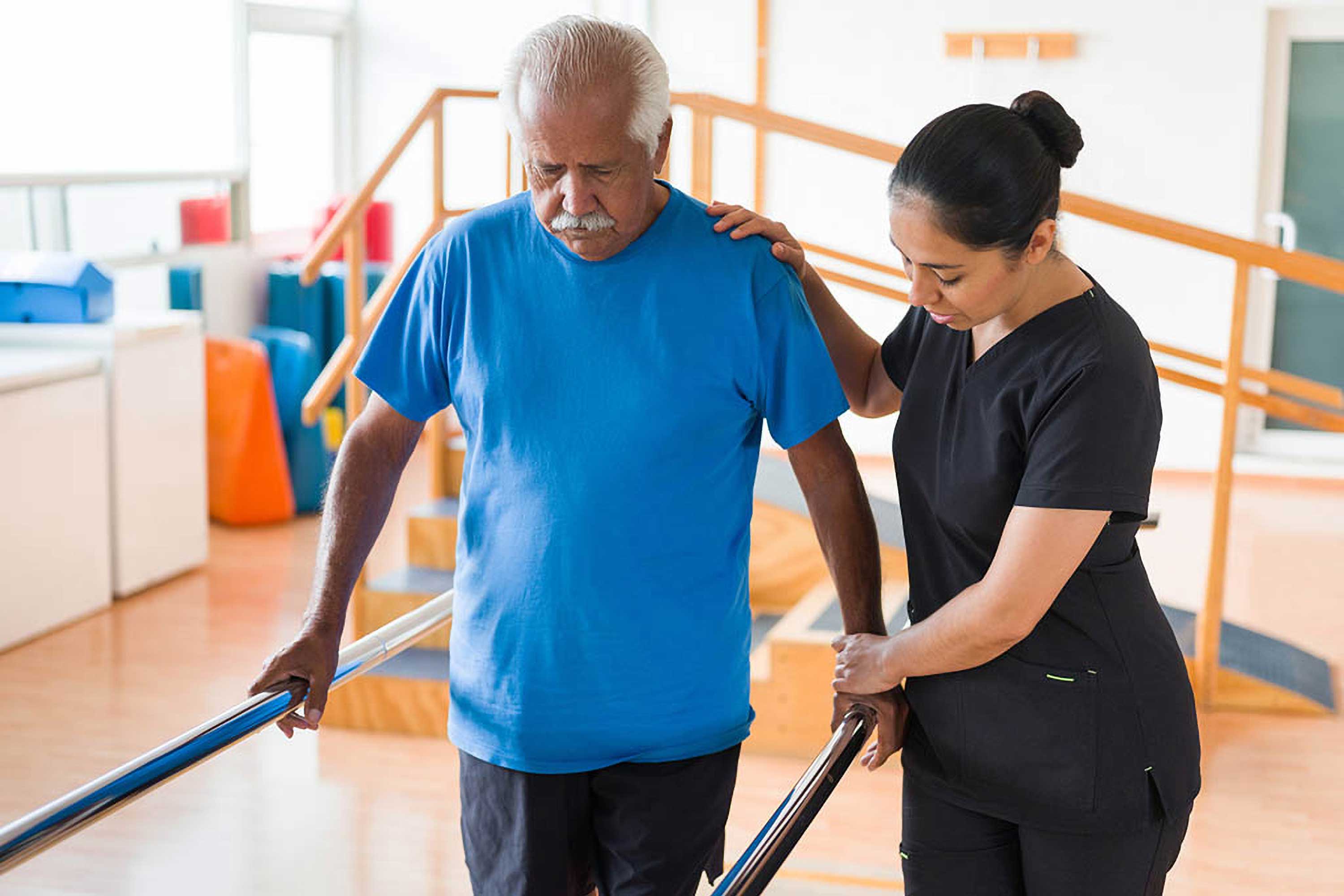 Physical therapist and patient
